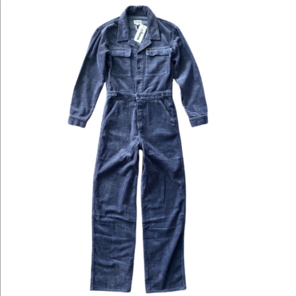 Wrangler Free People WFWBSCS Clouded Sky Blue Corduroy Cover Alls Boiler Suit M